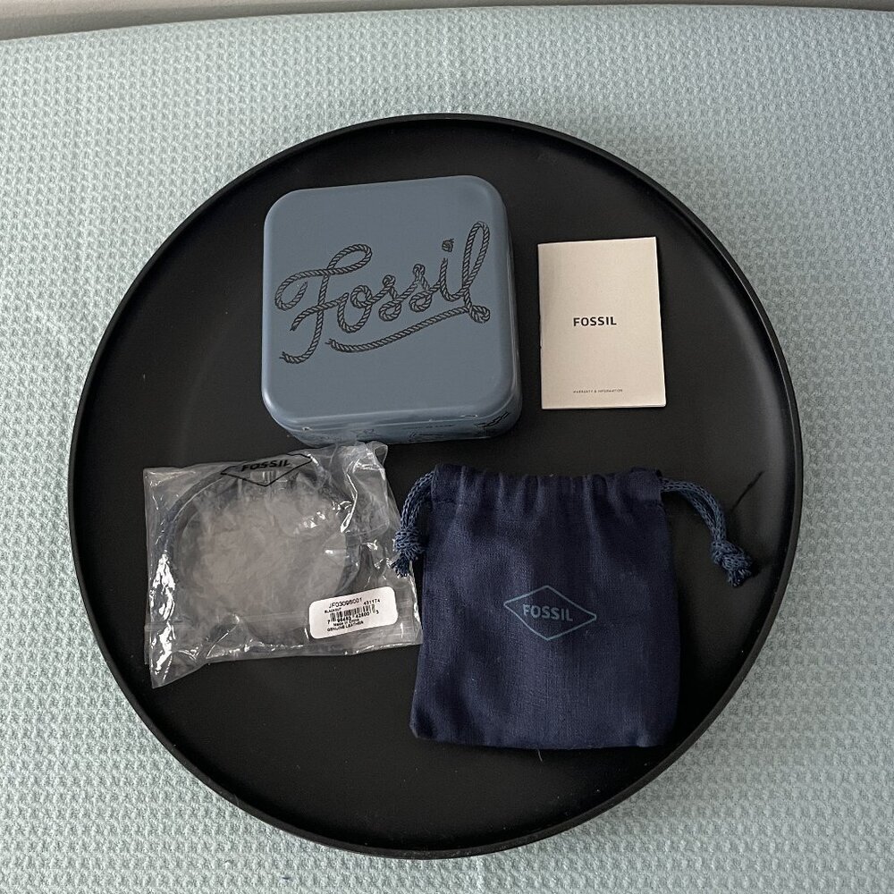 Fossil Men's Multi-Strand Black Leather Bracelet NWOT